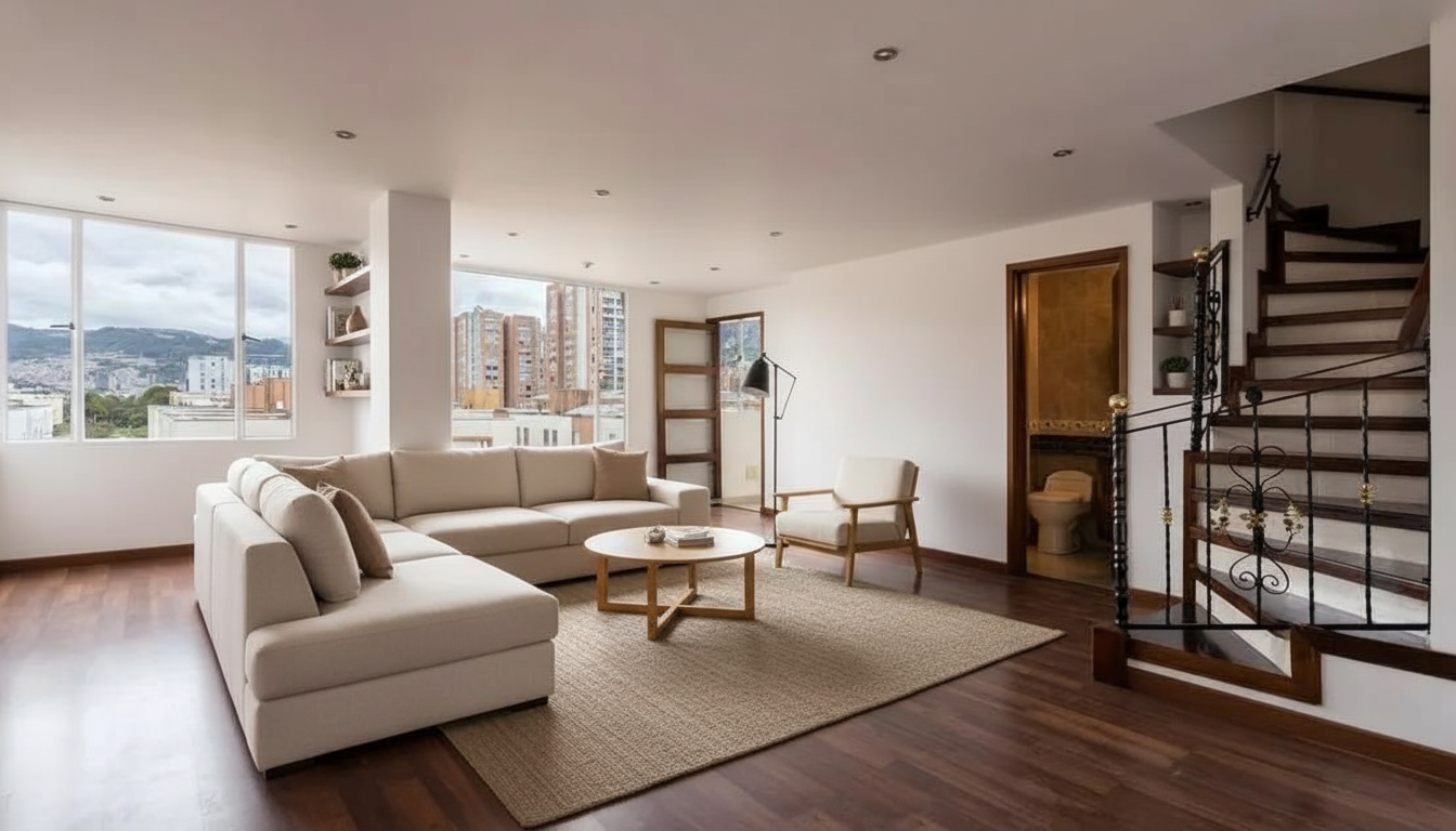 After — AI staged living room