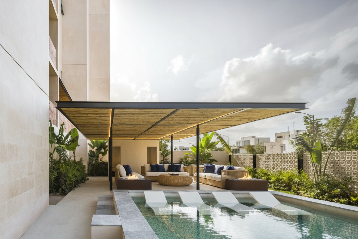 After — AI staged pool area